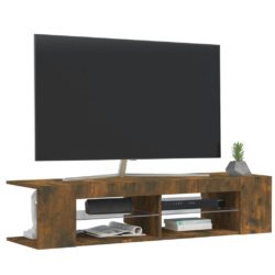 TV-benk med LED-lys røkt eik 135x39x30 cm