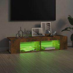 TV-benk med LED-lys røkt eik 135x39x30 cm