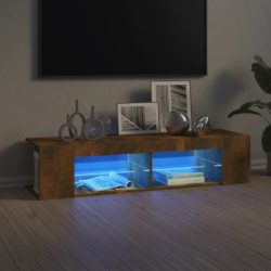 TV-benk med LED-lys røkt eik 135x39x30 cm