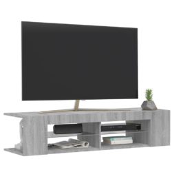 TV-benk med LED-lys grå sonoma 135x39x30 cm