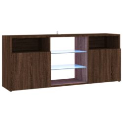 TV-benk med LED-lys brun eik 120x30x50 cm