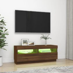 TV-benk med LED-lys brun eik 100x35x40 cm