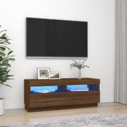 TV-benk med LED-lys brun eik 100x35x40 cm