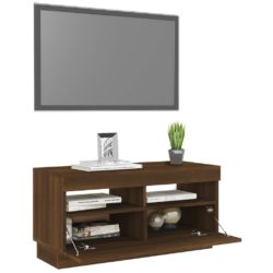 TV-benk med LED-lys brun eik 80x35x40 cm