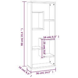 Vegghylle brun eik 36x16x90 cm konstruert tre