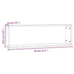 Vegghyller kube 4 stk brun eik 80x15x26,5 cm konstruert tre