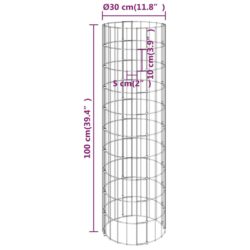 Sirkulær gabion stolpe galvanisert stål Ø30×100 cm