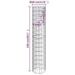 Sirkulær gabion stolpe galvanisert stål Ø30×150 cm