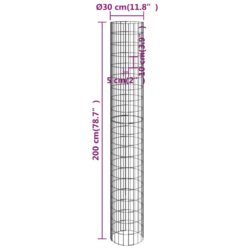 Sirkulær gabion stolpe galvanisert stål Ø30×200 cm