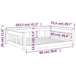 Hundeseng 105,5×75,5×28 cm heltre furu