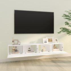 Vegghengte TV-benker 2 stk hvit 100x30x30 cm konstruert tre