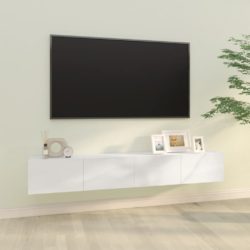 Vegg TV-benker 2 stk høyglans hvit 100x30x30 cm konstruert tre