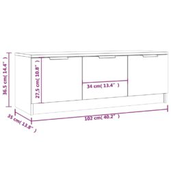 TV-benk hvit 102x35x36,5 cm konstruert tre