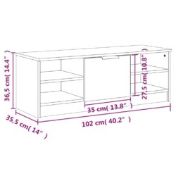 TV-benk hvit 102×35,5×36,5 cm konstruert tre