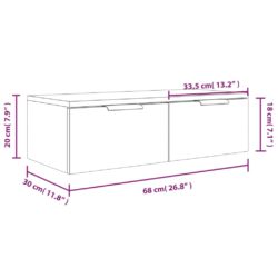 Veggskap hvit 68x30x20 cm konstruert tre