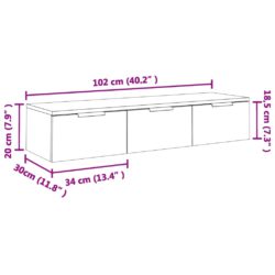 Veggskap høyglans hvit 102x30x20 cm konstruert tre