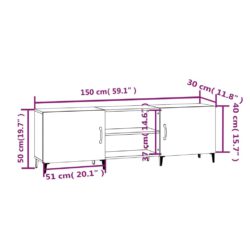 TV-benk hvit 150x30x50 cm konstruert tre