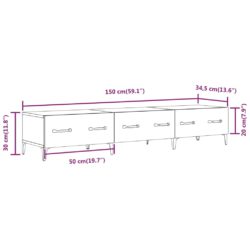 TV-benk betonggrå 150×34,5×30 cm konstruert tre