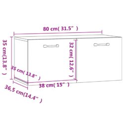 Veggskap høyglans hvit 80×36,5×35 cm konstruert tre