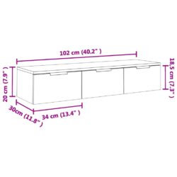 Veggskap brun eik 102x30x20 cm konstruert tre