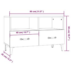 TV-benk brun eik 80x36x50 cm konstruert tre