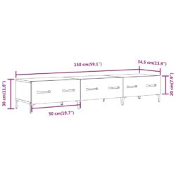 TV-benk røkt eik 150×34,5×30 cm konstruert tre