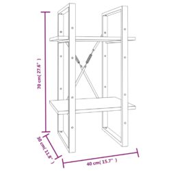 Bokhylle 2 etasjer røkt eik 40x30x70 cm konstruert tre