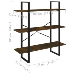 Bokhylle røkt eik 100x30x105 cm konstruert tre