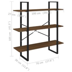 Bokhylle brun eik 100x30x105 cm konstruert tre