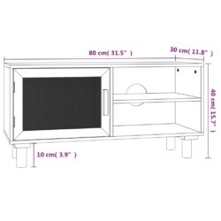 TV-benk hvit 80x30x40 cm heltre furu og naturrotting