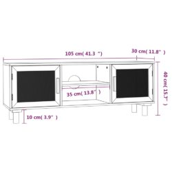 TV-benk brun 105x30x40 cm heltre furu og naturrotting