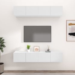 TV-benker 4 stk hvit 80x30x30 cm konstruert tre