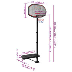 Basketballstativ svart 258-363 cm polyetylen