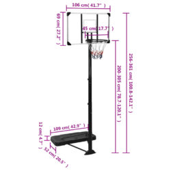 Basketballplate gjennomsiktig 256-361 cm polykarbonat