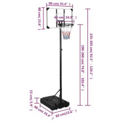 Basketballplate gjennomsiktig 235-305 cm polykarbonat