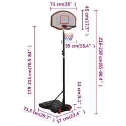 Basketballstativ svart 216-250 cm polyeten