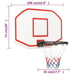 Bakplate for basketballkurv hvit 109x71x3 cm polyeten