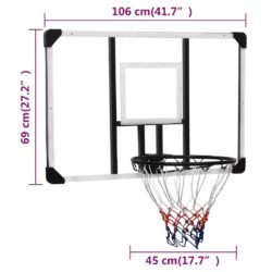 Basketballplate gjennomsiktig 106x69x3 cm polyeten