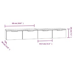 Veggskap 2 stk svart 68x30x20 cm konstruert tre