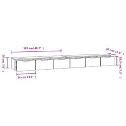 Veggskap 2 stk svart 102x30x20 cm konstruert tre