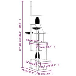 Kloretre gulv til tak kremhvit 277-303 cm