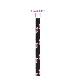 Båttau svart 8 mm 25 m polypropylen