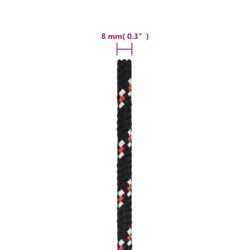 Båttau svart 8 mm 50 m polypropylen