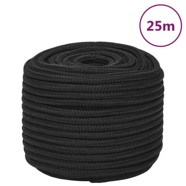 Båttau helsvart 12 mm 25 m polypropylen