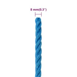 Arbeidstau blå 8 mm 25 m polypropylen