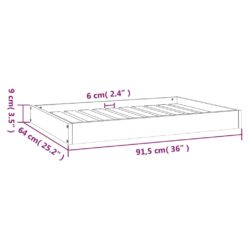 Hundeseng hvit 91,5x64x9 cm heltre furu