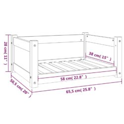 Hundeseng hvit 65,5×50,5×28 cm heltre furu