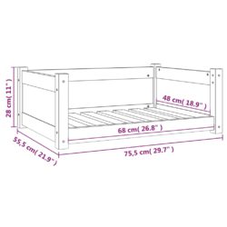 Hundeseng honningbrun 75,5×55,5×28 cm heltre furu