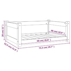 Hundeseng svart 75,5×55,5×28 cm heltre furu