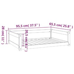 Hundeseng hvit 95,5×65,5×28 cm heltre furu